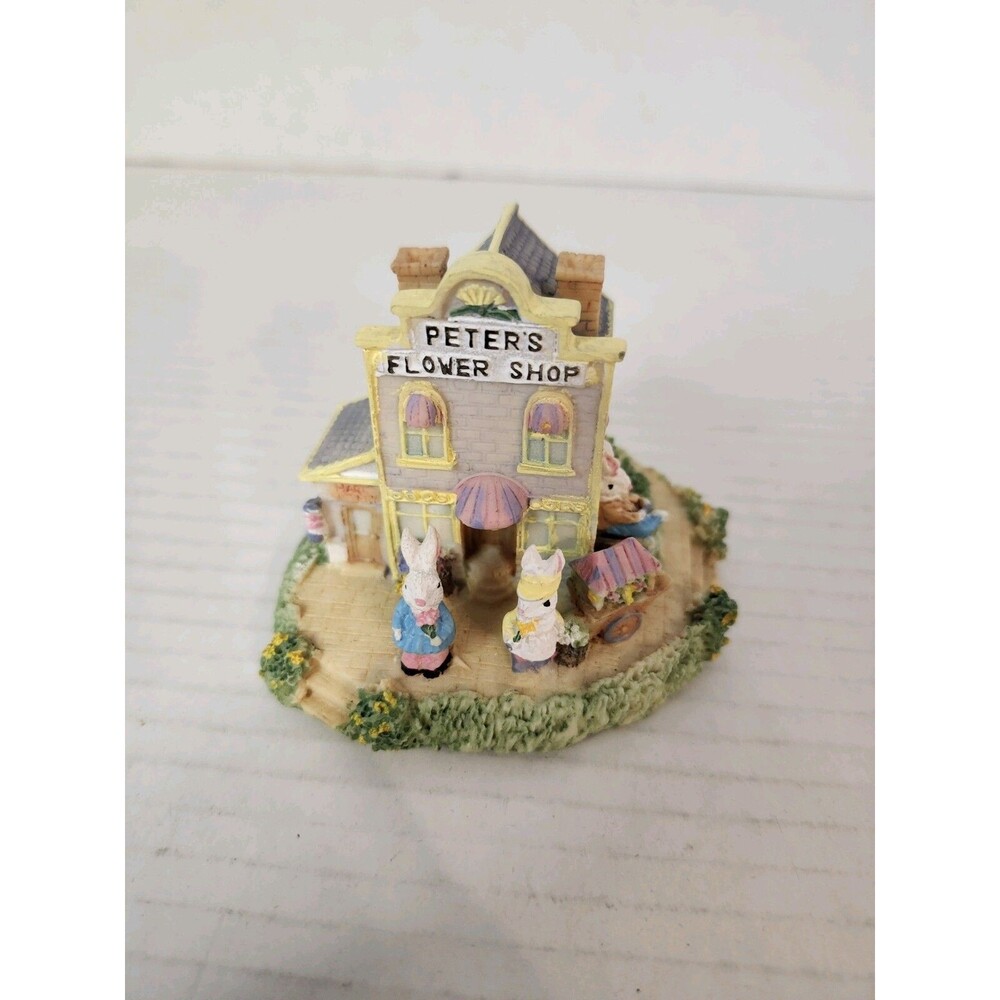1994 Bunny Family Village Peters Flower Shop Figurine Intl Resourcing Services